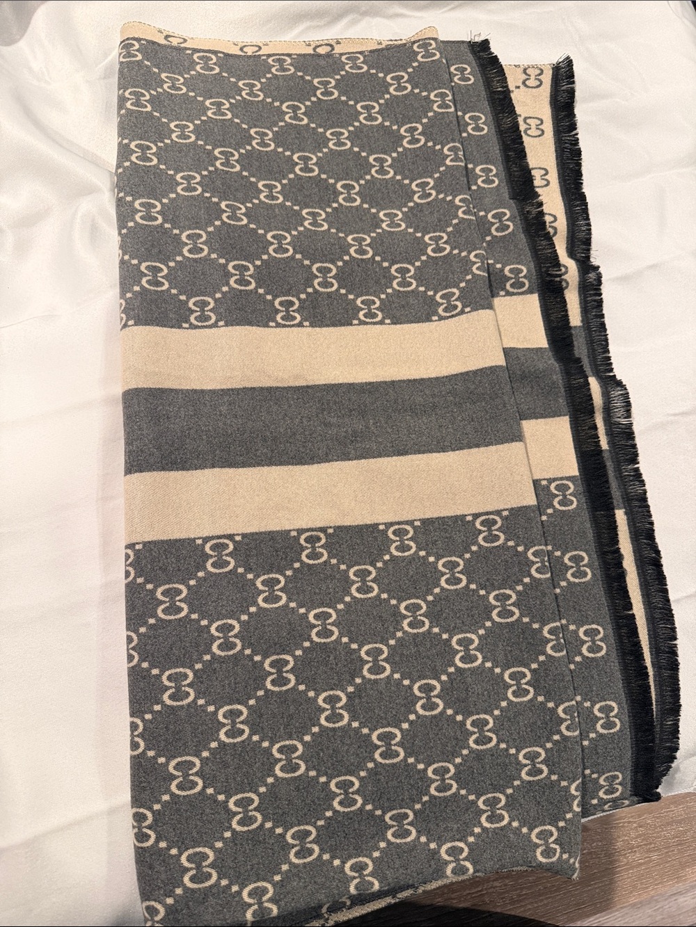Gray and Cream Scarf